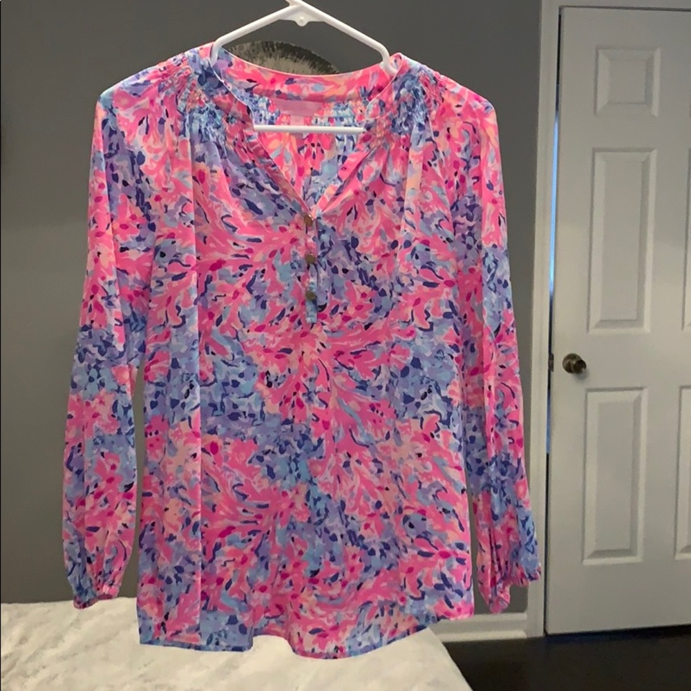 🌸 Lilly Pulitzer Elsa Top Coco Coral Crab - Picture 2 of 5